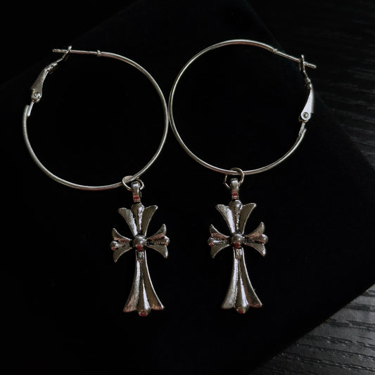 LG Chrome Cross Hoops