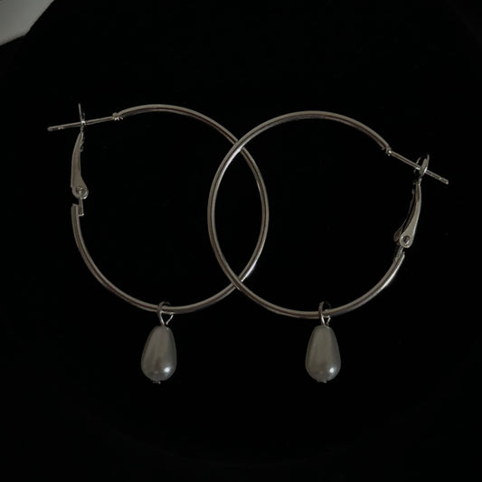 Pearl Drop Hoops