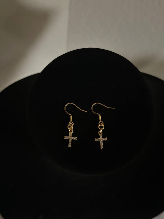 Iced Cross Earrings
